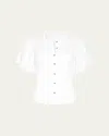 Ramy Brook Colette Button-front Flutter-sleeve Top In Ivory