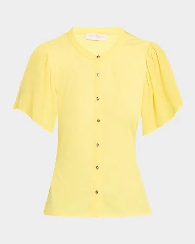 RAMY BROOK COLETTE BUTTON-FRONT FLUTTER-SLEEVE TOP