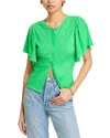 Ramy Brook Colette Flutter Sleeve Top In Tropic Green