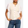 Ramy Brook Colette Mixed Media Flutter Sleeve Cotton Top In Ivory