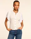 Ramy Brook Colette Mixed Media Flutter Sleeve Cotton Top In Ivory