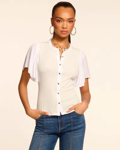 RAMY BROOK COLETTE RIBBED COMBO SHORT SLEEVE TOP