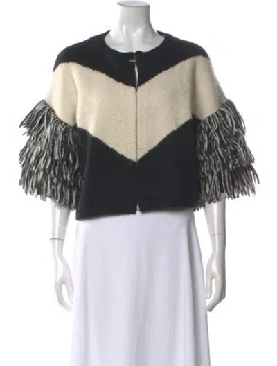 Pre-owned Ramy Brook Colorblock Pattern Crew Neck Sweater In Neutral