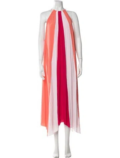 Pre-owned Ramy Brook Colorblock Pattern Long Dress In Orange