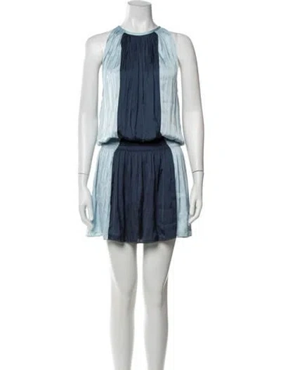 Pre-owned Ramy Brook Colorblock Pattern Mini Dress In Blue