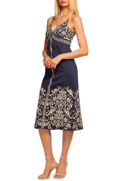 Ramy Brook Constanza Cotton Embroidered Midi Dress In Neutral Playa In Blue