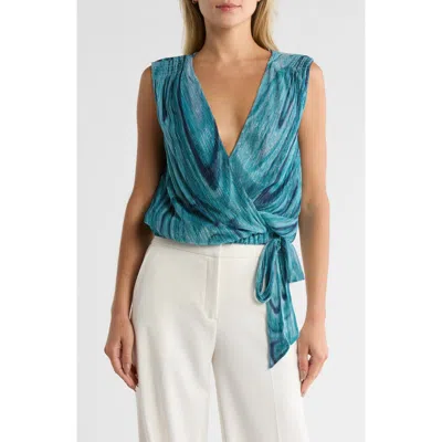 Ramy Brook Cordeli Surplice V-neck Side Tie Top In Blue