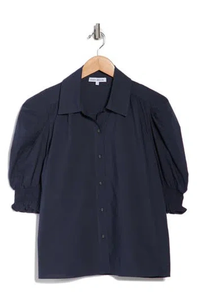 Ramy Brook Corinne Puff Sleeve Button-up Shirt In Blue