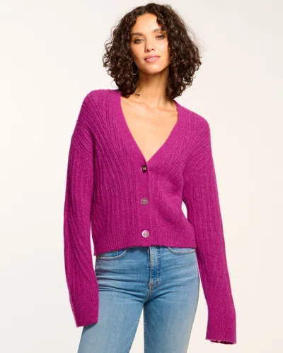 Ramy Brook Cornelius Wool Cardigan Sweater In Magenta