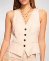 Ramy Brook Metallic Stripe Vest In Light Sandstone Lurex Stripe