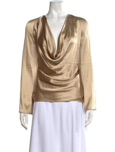 Pre-owned Ramy Brook Cowl Neck Long Sleeve Blouse In Neutrals