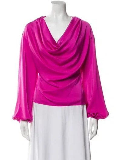 Pre-owned Ramy Brook Cowl Neck Long Sleeve Blouse In Pink