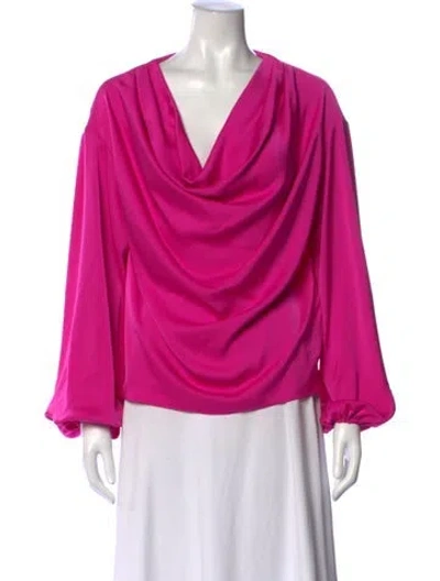 Pre-owned Ramy Brook Cowl Neck Long Sleeve Blouse In Purple
