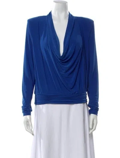 Pre-owned Ramy Brook Cowl Neck Long Sleeve Blouse W/ Tags In Blue