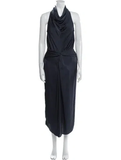 Pre-owned Ramy Brook Cowl Neck Midi Length Dress In Blue