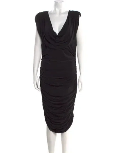 Pre-owned Ramy Brook Cowl Neck Midi Length Dress W/ Tags In Black