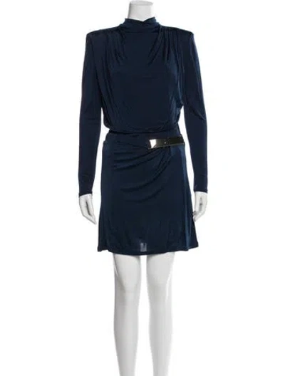 Pre-owned Ramy Brook Cowl Neck Mini Dress In Blue