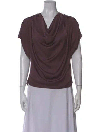 Pre-owned Ramy Brook Cowl Neck Short Sleeve Blouse In Gray