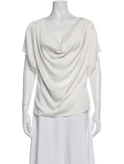 Pre-owned Ramy Brook Cowl Neck Short Sleeve Blouse In White