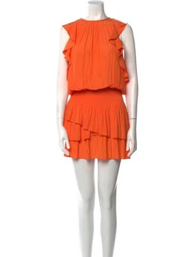 Pre-owned Ramy Brook Crew Neck Knee-length Dress In Orange
