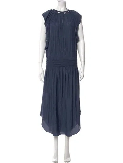 Pre-owned Ramy Brook Crew Neck Long Dress In Blue
