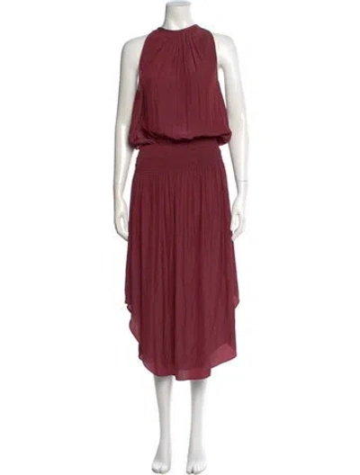 Pre-owned Ramy Brook Crew Neck Long Dress In Burgundy