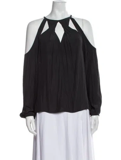 Pre-owned Ramy Brook Crew Neck Long Sleeve Blouse In Black