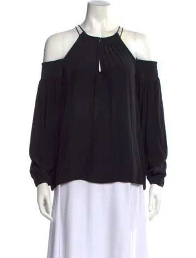 Pre-owned Ramy Brook Crew Neck Long Sleeve Blouse In Black