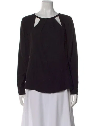Pre-owned Ramy Brook Crew Neck Long Sleeve Blouse In Black