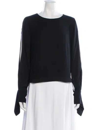 Pre-owned Ramy Brook Crew Neck Long Sleeve Blouse In Black