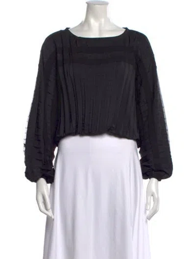 Pre-owned Ramy Brook Crew Neck Long Sleeve Blouse In Black