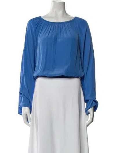 Pre-owned Ramy Brook Crew Neck Long Sleeve Blouse In Blue