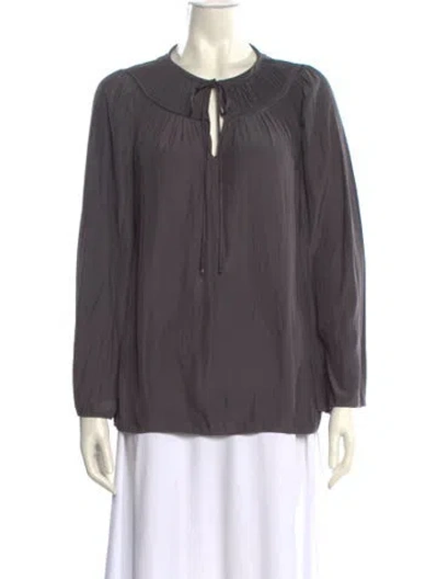 Pre-owned Ramy Brook Crew Neck Long Sleeve Blouse In Gray