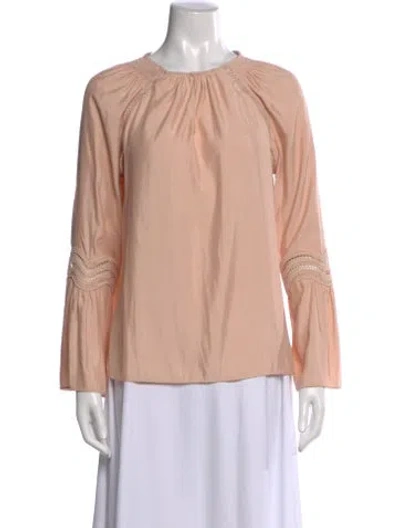 Pre-owned Ramy Brook Crew Neck Long Sleeve Blouse In Neutral