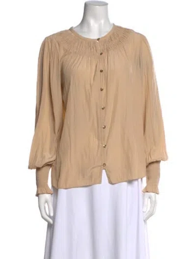 Pre-owned Ramy Brook Crew Neck Long Sleeve Blouse In Neutral