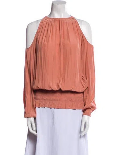 Pre-owned Ramy Brook Crew Neck Long Sleeve Blouse In Pink