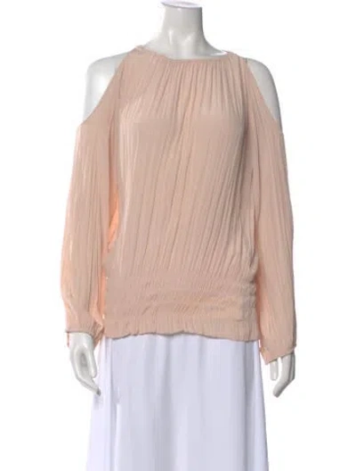 Pre-owned Ramy Brook Crew Neck Long Sleeve Blouse In Pink