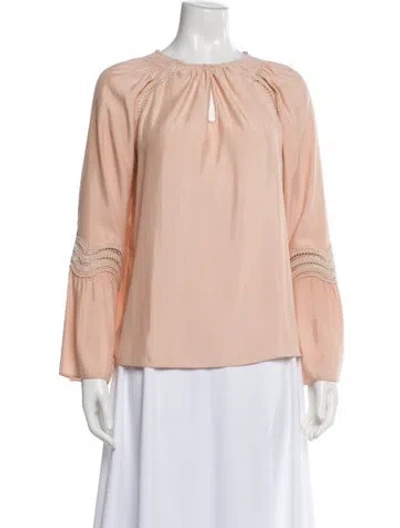 Pre-owned Ramy Brook Crew Neck Long Sleeve Blouse In Pink