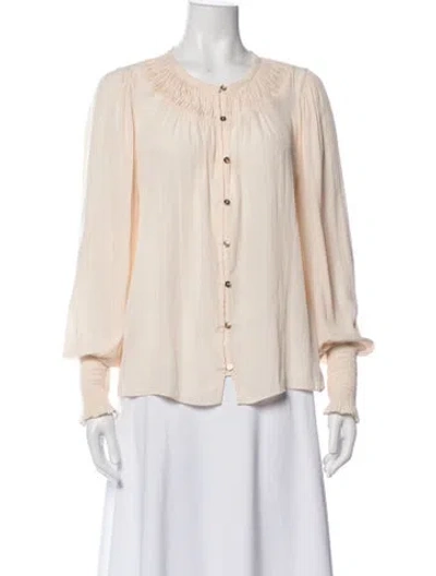 Pre-owned Ramy Brook Crew Neck Long Sleeve Blouse In Pink