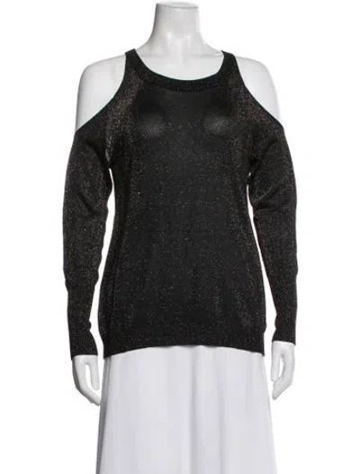 Pre-owned Ramy Brook Crew Neck Long Sleeve Top In Black