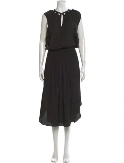 Pre-owned Ramy Brook Crew Neck Midi Length Dress In Black
