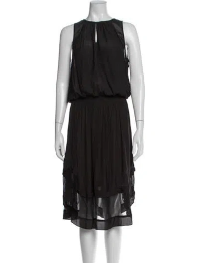 Pre-owned Ramy Brook Crew Neck Midi Length Dress In Black