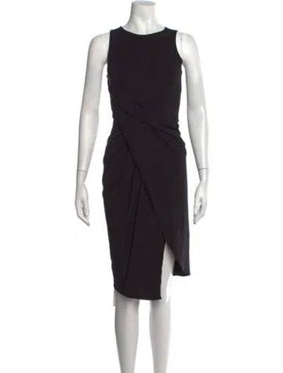 Pre-owned Ramy Brook Crew Neck Midi Length Dress In Black