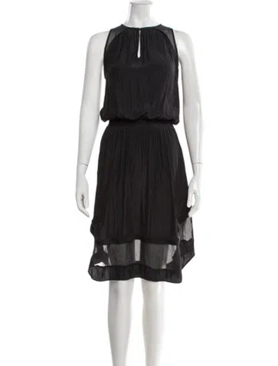 Pre-owned Ramy Brook Crew Neck Midi Length Dress In Black