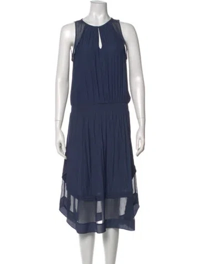 Pre-owned Ramy Brook Crew Neck Midi Length Dress In Blue