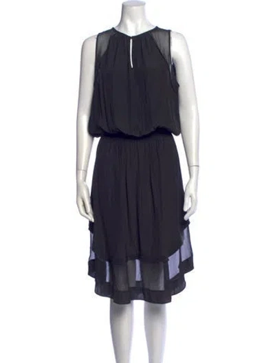 Pre-owned Ramy Brook Crew Neck Midi Length Dress In Blue