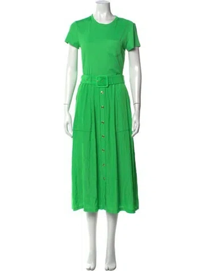Pre-owned Ramy Brook Crew Neck Midi Length Dress In Green