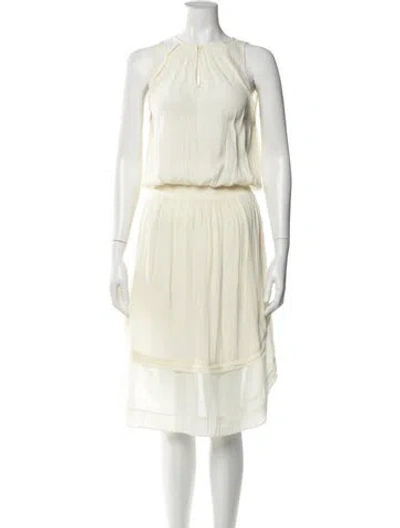 Pre-owned Ramy Brook Crew Neck Midi Length Dress In Neutral