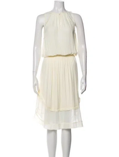 Pre-owned Ramy Brook Crew Neck Midi Length Dress In Neutral