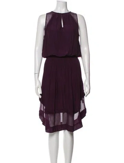 Pre-owned Ramy Brook Crew Neck Midi Length Dress In Purple